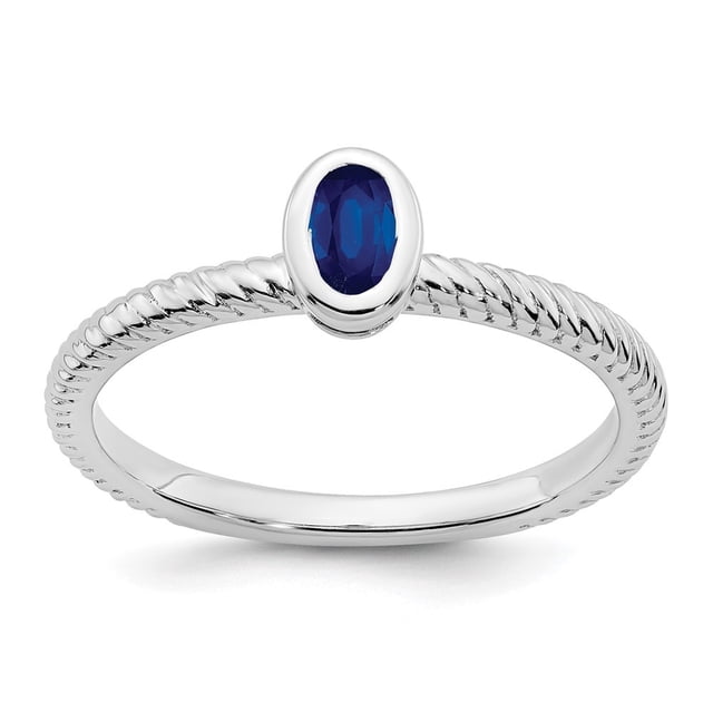 Diamond2Deal 14k Bague Saphir Ovale en Or Blanc pour Femmes Taille - 7