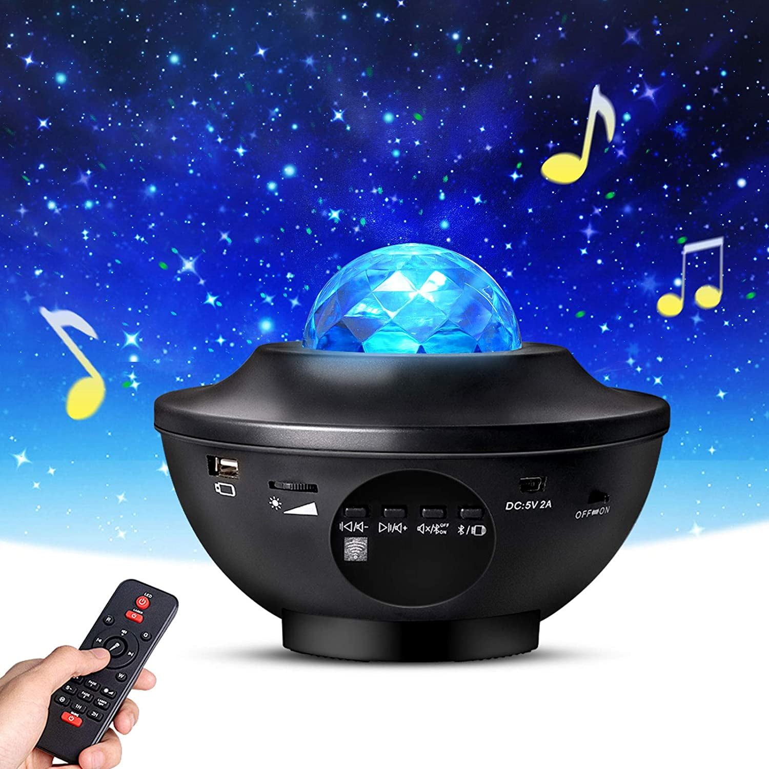 Star Projector 3 in 1 Ocean Wave Projector Star Sky Night Light w/LED Nebula Cloud with Bluetooth Music Speaker & Timer Function