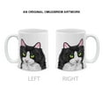 thumbnail image 2 of MUGBREW 11 Oz Ceramic Tea Cup Coffee Mug, Black White Tuxedo Cat Vector Portrait, 2 of 7