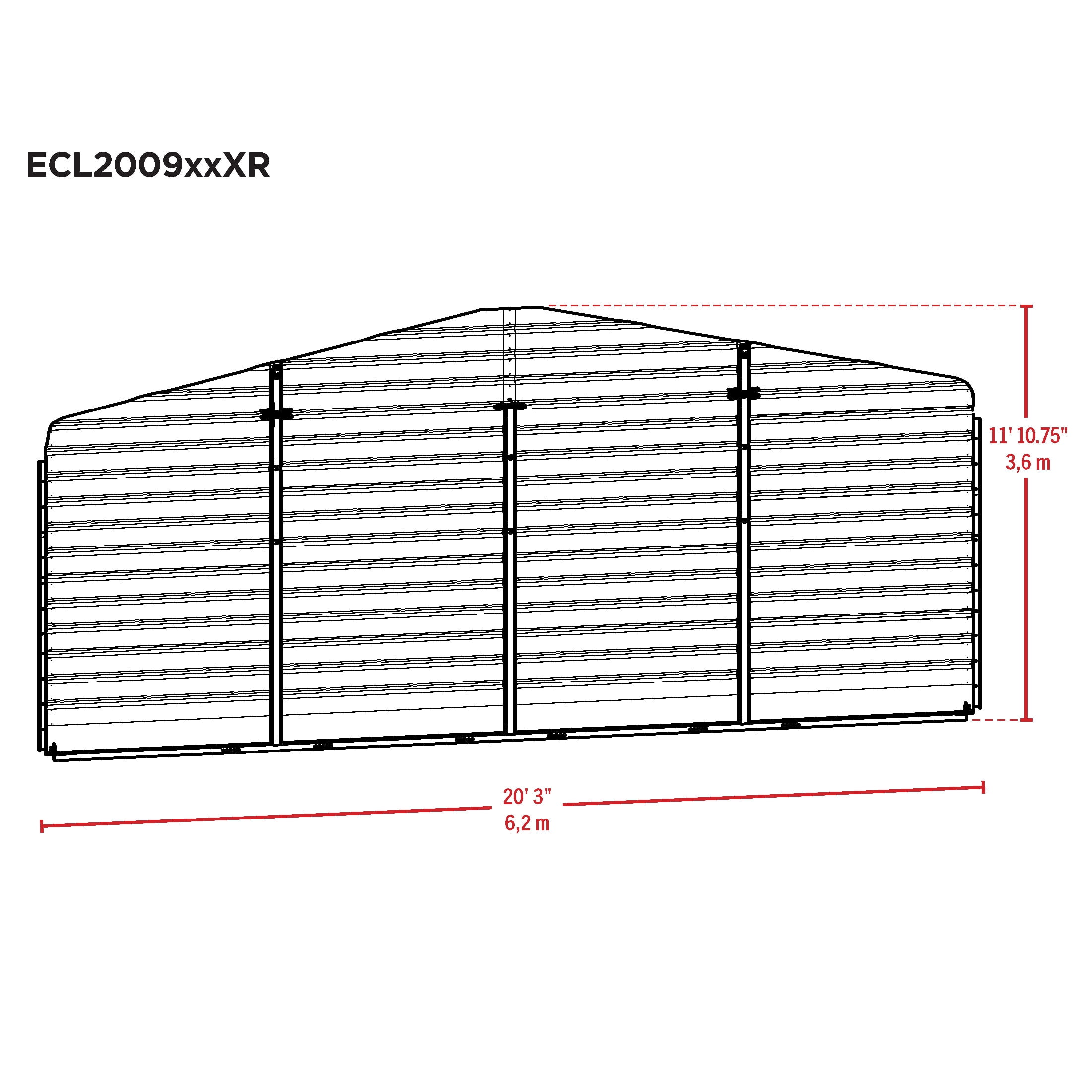 Arrow 20 x 9 ft Charcoal Rear Wall Kit For Steel Carport