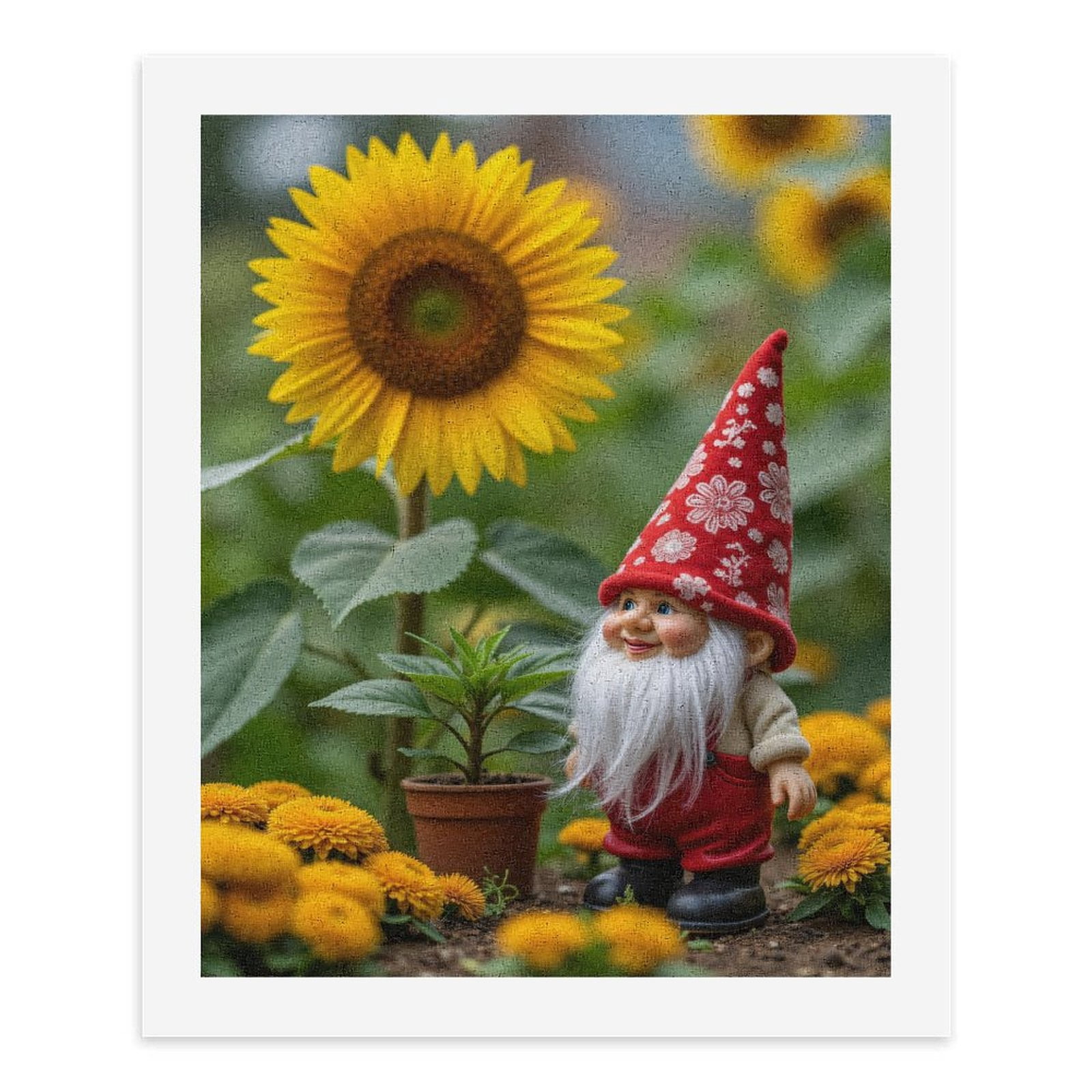 Paint By Numbers Kit for Adults Beginner - DIY Gnome Sunflower Garden Charm Canvas Painting Kits for Adults, Frameless Paint By Number for Adults for Home Wall Decor 16x20 Inch