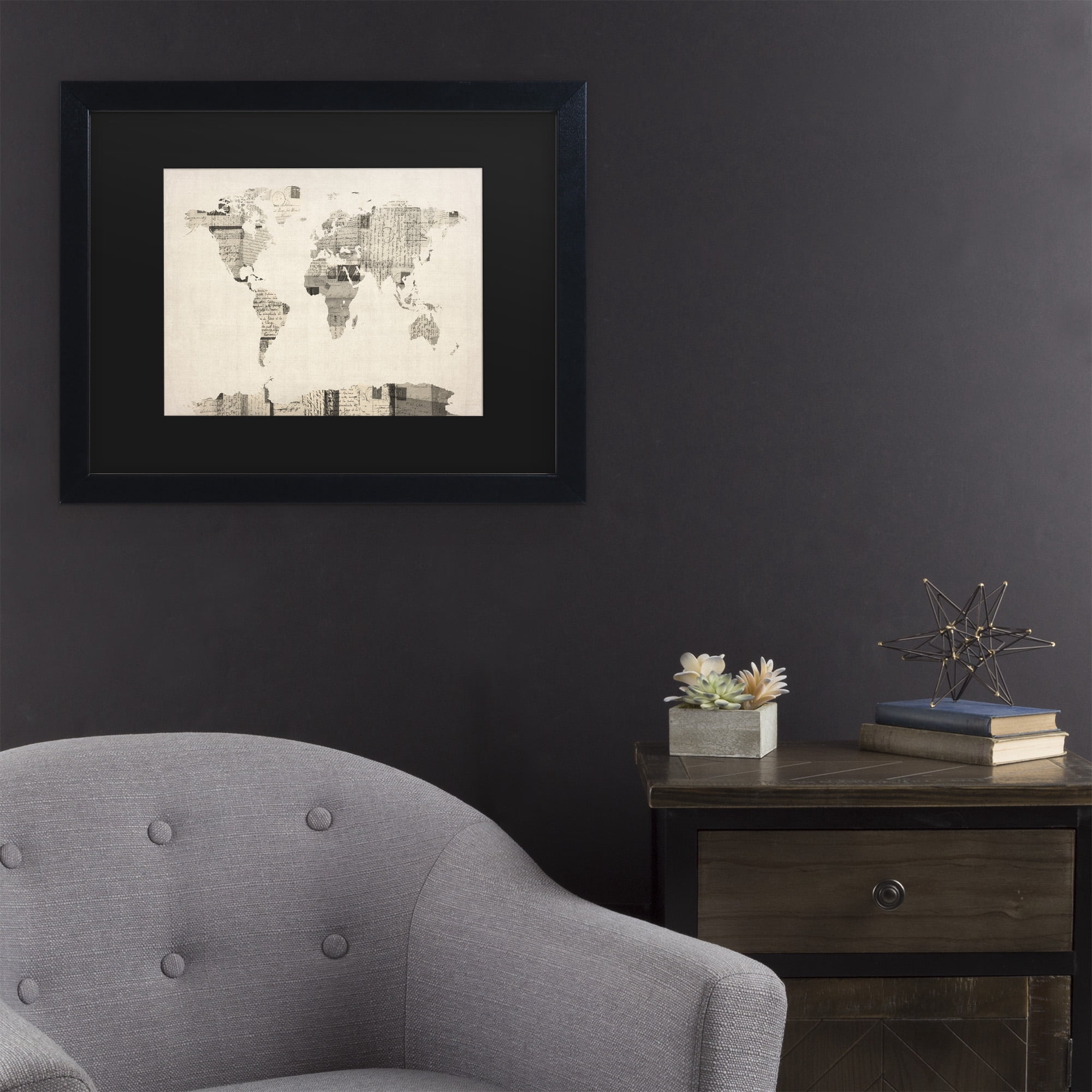 Trademark Fine Art 'Vintage Postcards World Map' Canvas Art by Michael Tompsett