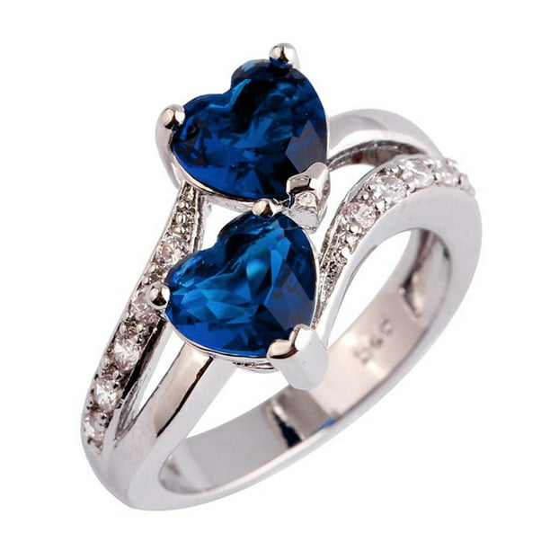 Anillos para mujer, regalos para mujeres amantes de la moda, joyería, anillo con corte de corazón y blanco