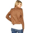thumbnail image 3 of Haute Monde Women's Juniors Casual Faux Suede Moto Jacket (Camel, Large), 3 of 3