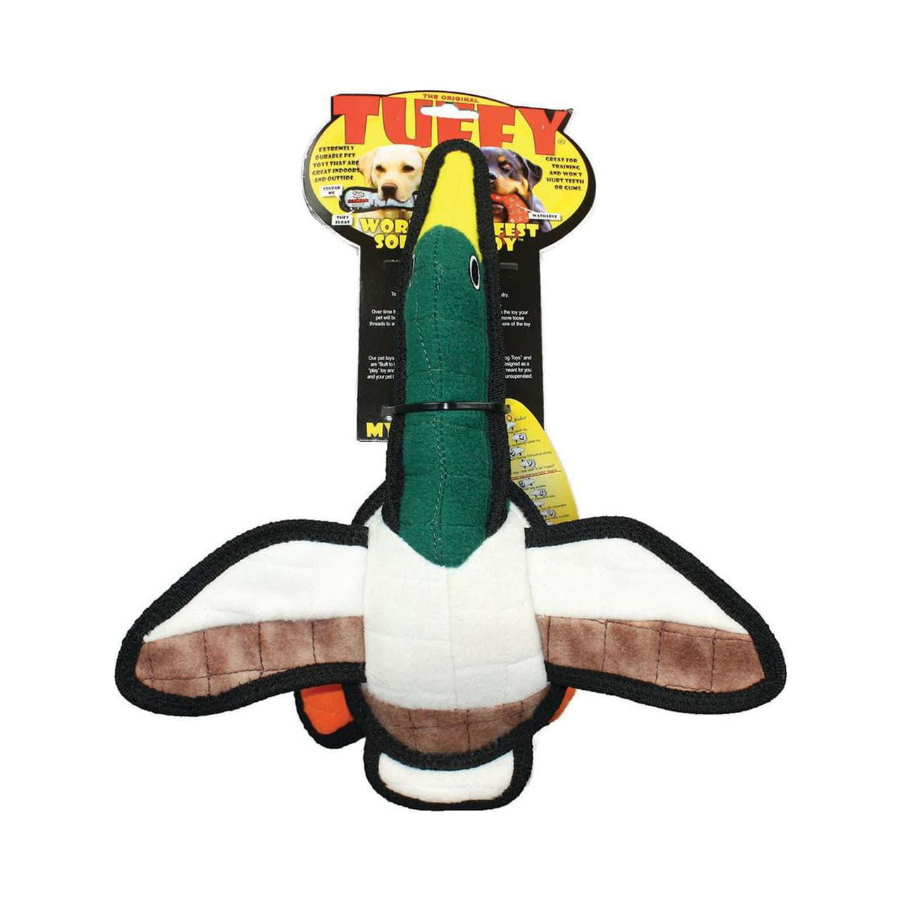 Tuffy Jr Barnyard Duck Durable Plush Squeaky Dog Toy