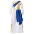thumbnail image 3 of Loodgao Tenues de Danse pour Filles Robe Tunique de Danse à Blocs de Couleur Métallique avec Pantalon Grand Bleu 14, 3 of 5