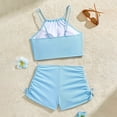 thumbnail image 7 of Girls Tankini Swimsuit 2 Piece Set – UPF 50+ Short Sleeve Bathing Suit with Shorts & Ruffle Top, Toddler Swimsuit for Beach Vacation Summer, Age 12-16(Light Blue/13Y), 7 of 7