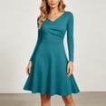 thumbnail image 4 of Gytharion Women's A Line Dresses V Neck Long Sleeve Swing Dresses Solid Color Casual Daily Mini Dresses, 4 of 7