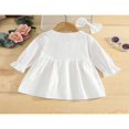 thumbnail image 3 of Tenues d'Automne 2 Pcs pour Filles Tout-Petits Robe Mignonne à Manches Longues Col en V avec Nœud pour Cheveux, 3 of 7