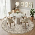 thumbnail image 3 of UERMEI 6'x6' Round Washable Area Rugs for Living Room, Vintage Floral Boho Printed Carpet, Non Slip Indoor Large Rugs for Bedroom Home Decor Carpets, Beige Brown, 3 of 7