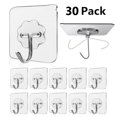 thumbnail image 1 of Self Adhesive Hooks,30Pcs Heavy Duty Door Wall Adhesive Hooks for Kitchen, Bathroom, Office, Closet, Hanging Coat Cloth Towel Key Decorations 22Lbs/10Kg(Max), 1 of 7