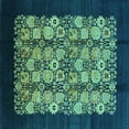 thumbnail image 1 of Ahgly Company Machine Washable Indoor Square Oriental Turquoise Blue Industrial Area Rugs, 4' Square, 1 of 4