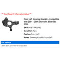 thumbnail image 2 of Front Left Steering Knuckle - Compatible with 2001 - 2006 Chevy Silverado 3500 2002 2003 2004 2005, 2 of 2