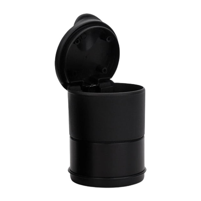 Premium Black Matte Car Ashtray with Smart LED Light Multi-Functional Garbage and Coin Storage Box