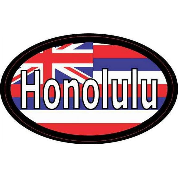 4in x 2.5in Oval Hawaii Flag Honolulu Sticker