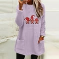 thumbnail image 4 of Women's Fuzzy Fleece Pullover Sweatshirt Casual Christmas Printed Crewneck Sweaters Cozy Winter Tops with Pockets, 4 of 4