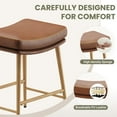 thumbnail image 3 of AFO Bar Stools (Set of 2) - Counter Height Saddle Seat with Thick PU Leather & Sturdy Metal Frame, Backless for Kitchen Island, Dining and Cafe, Brown, 3 of 9