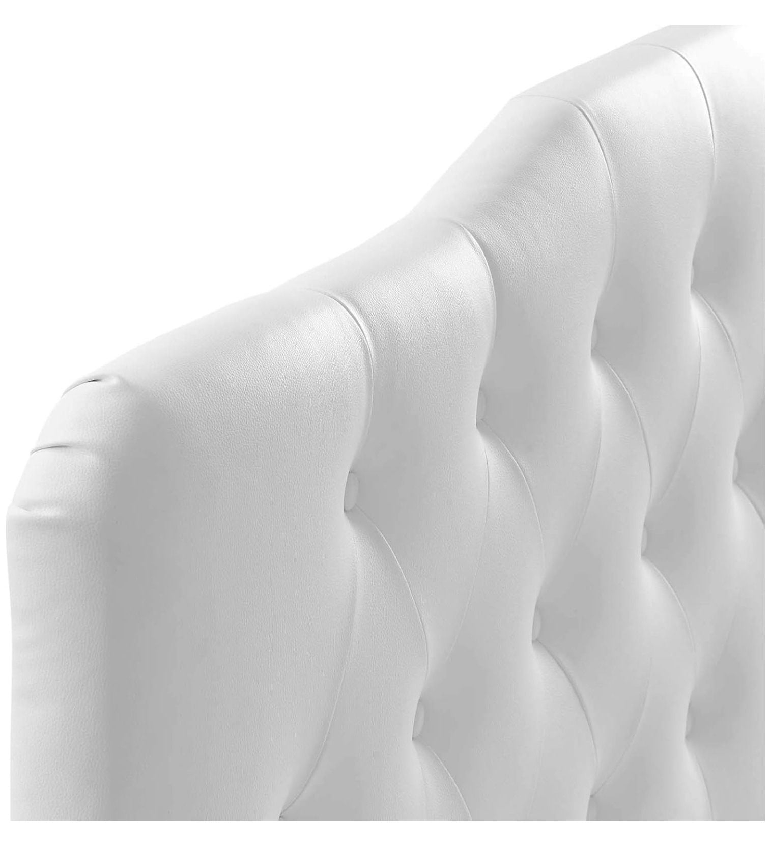 Annabel Tufted Button Faux Leather Upholstered Queen Headboard in White