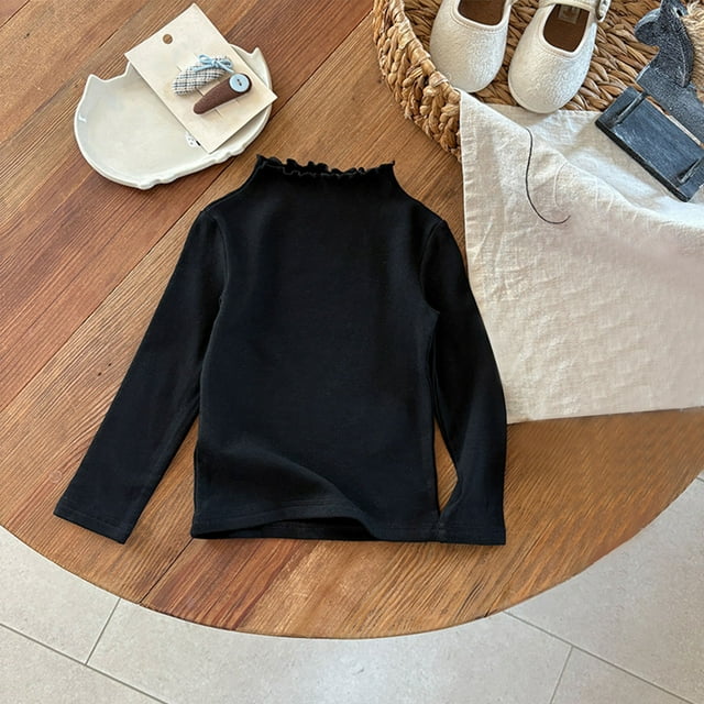 Blusas y camisas de manga larga con cuello redondo para niños, sudadera deportiva informal de color liso con cuello redondo y manga larga para niñas, top de poliéster