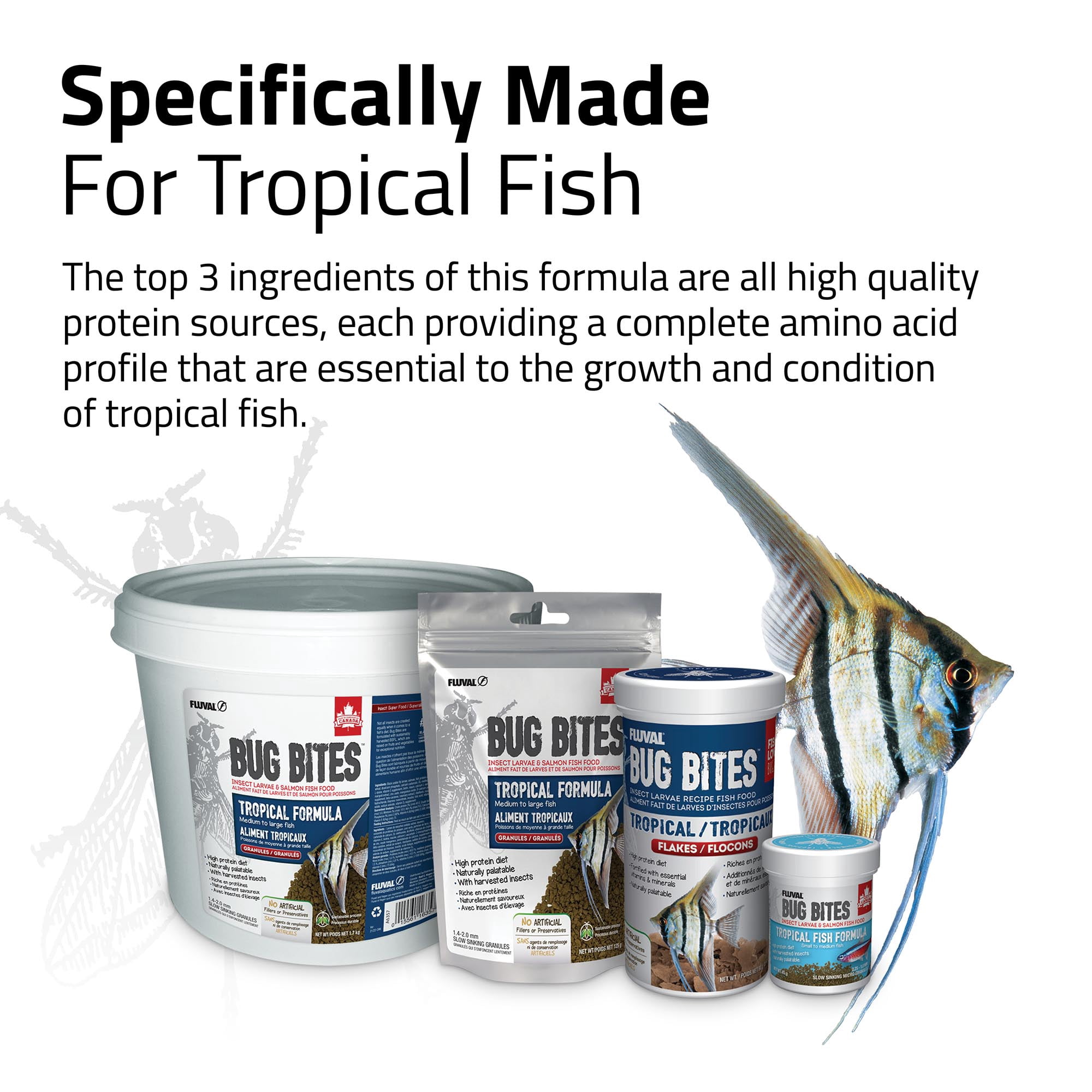 Fluval Bug Bites Tropical Granules for Medium to Large Sized Fish 45 G