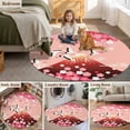 thumbnail image 6 of Pink Mountains Round Area Rug 5ft, Modern Aesthetic Cherry Blossoms Cranes Washable Non-Slip Circle Rugs for Bedroom Living Room Kitchen, Soft Low Pile Carpet for Dining Room Playroom Nursery, 6 of 9