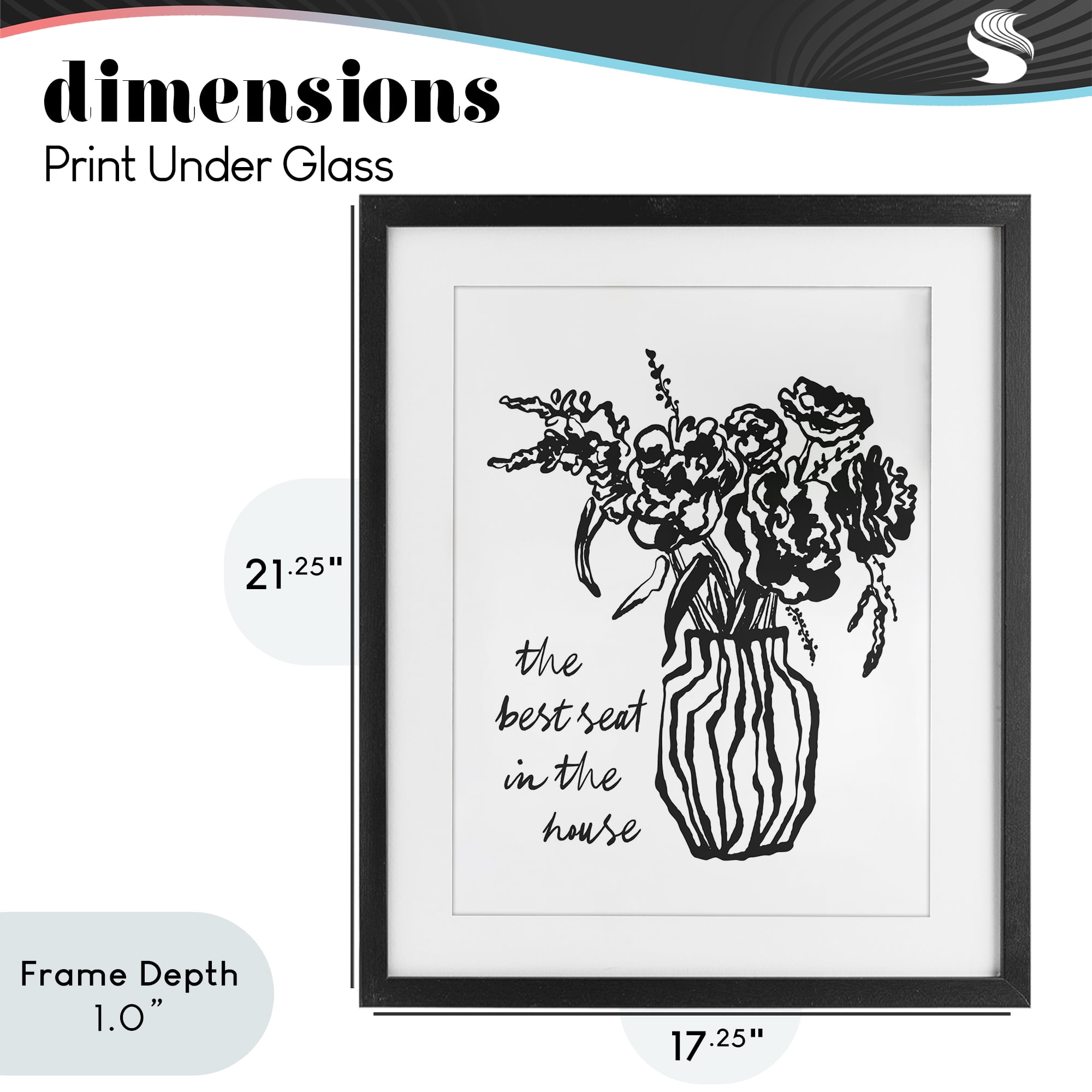 Stupell Industries Best Seat in House Bathroom Black Framed Print Under Glass, design by Lettered and Lined