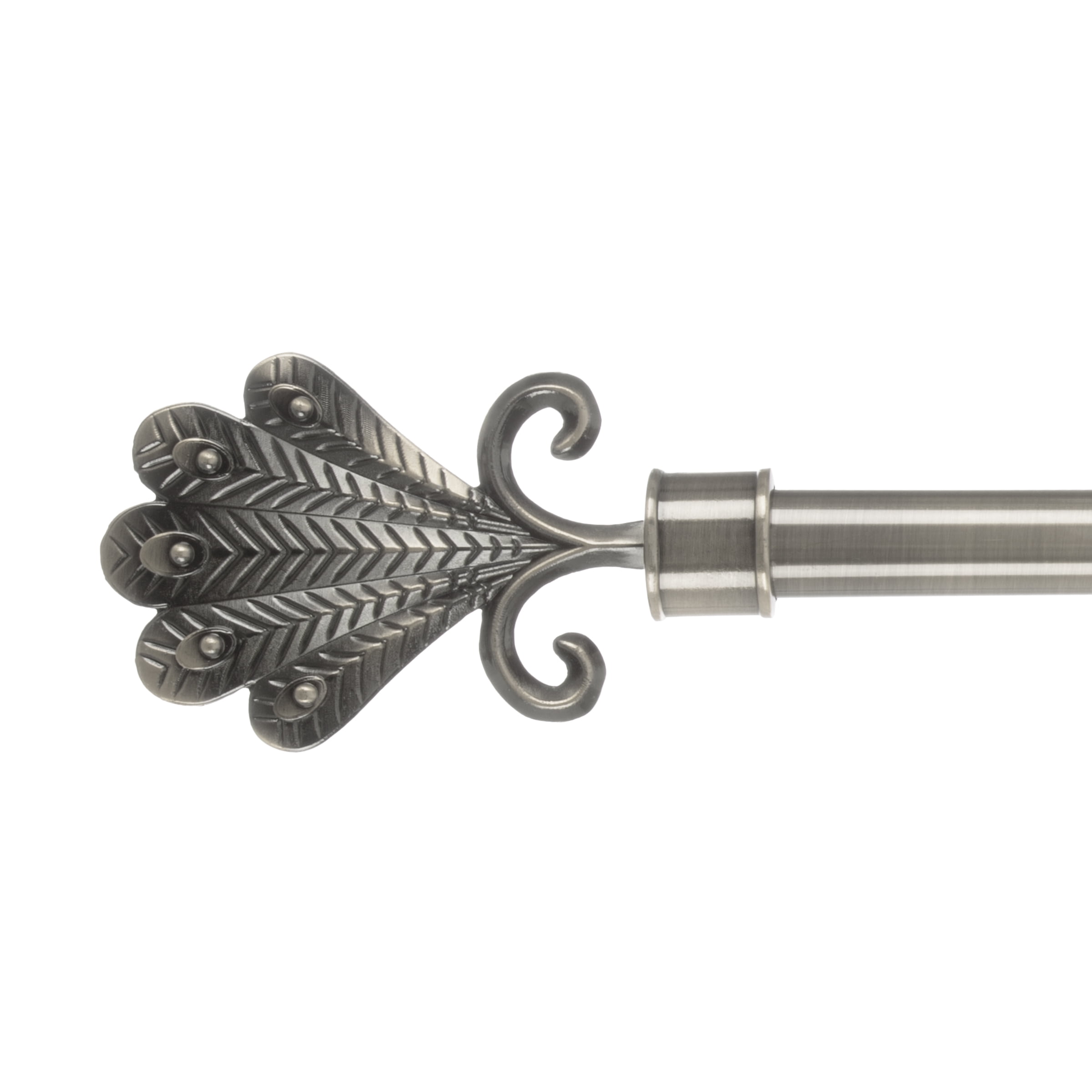 Curtain Rod with Mounting Hardware and Decorative Fan Finials 66Â”144Â