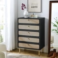 thumbnail image 3 of Modway Chaucer 5-Drawer Particleboard and Rattan Chest in Black, 3 of 8