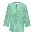 thumbnail image 7 of Uaswgudfs ​Women's 3/4 Sleeve Round Neck T-Shirt: Floral Abstract Accents & Lightweight Fabric for Casual Summer BlousesGreenL, 7 of 7
