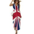 thumbnail image 2 of Flag of The United Kingdom Womens Night Club Maxi Dress V Neck Sleeveless Bohemia Long Dresses, 2 of 9