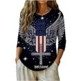 thumbnail image 2 of 250th Anniversary Women's Casual 3/4 Sleeve T-Shirt 250 Years of Freedom Shirt American Flag Patriotic Clothes, 2 of 7