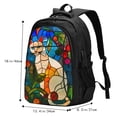 thumbnail image 5 of Pofeuu Stained Glass Cat Art Print Storage Laptop Backpack with USB Charging Port[Water Resistant] College Computer Bookbag Fits, 5 of 7