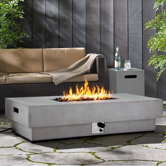 ReeQuo Minimalism 60" x 27.4" Rectangular Propane Fire Pit Table with Tank Cover, Rain Cover & Lava Rocks