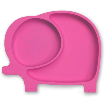Sili Elephant, Silicone Suction Divided Toddler Plate, Pink