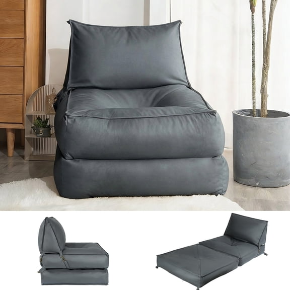 Beuway 3-in-1 Folding Sofa Bed with Headrest,Convertible Sleeper Chairs for Living Room,No Assembly(Gray,Single)