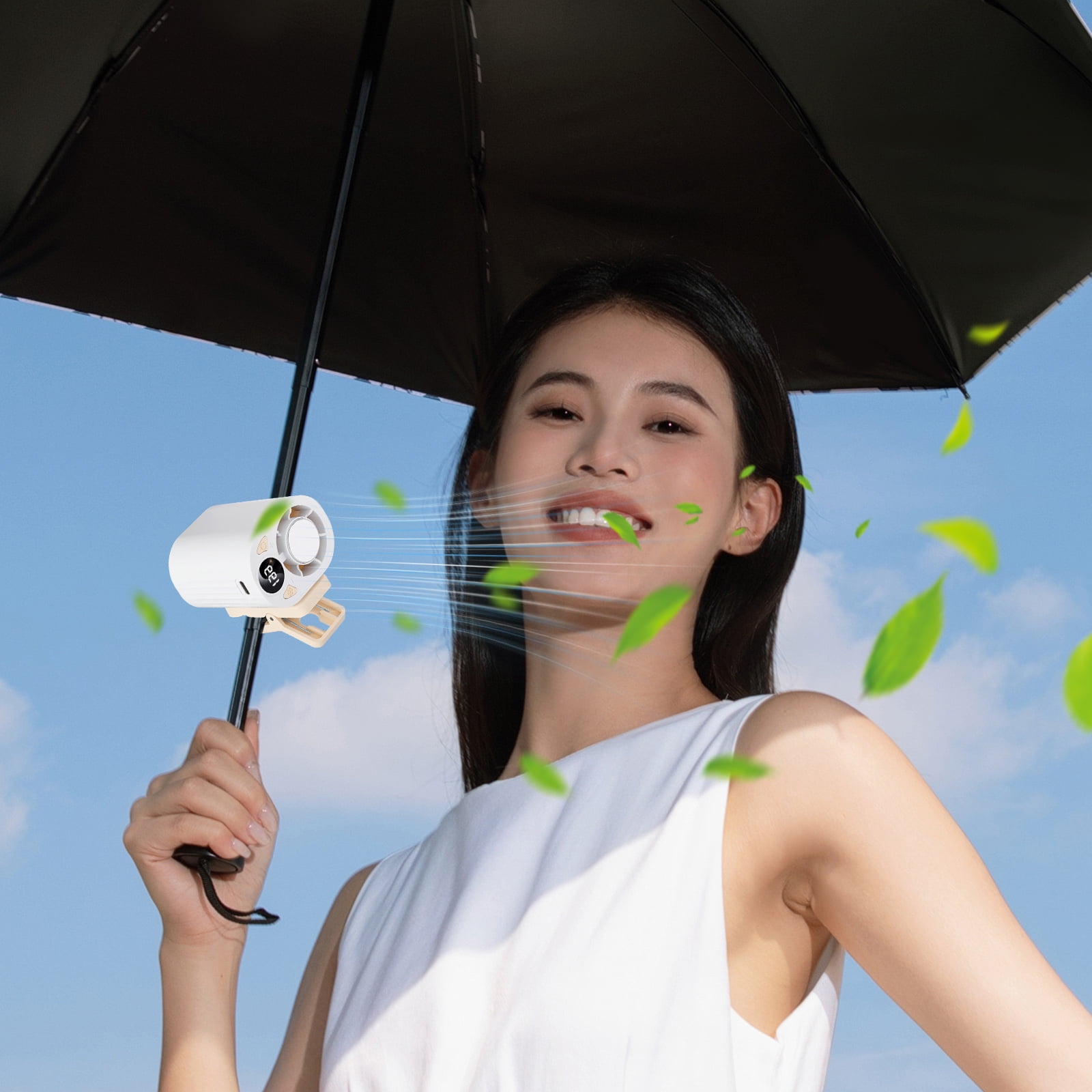 2026 Clip-On Mini Fan, USB Rechargeable Portable Air Conditioner Fan, 3-Speed Silent Bladeless