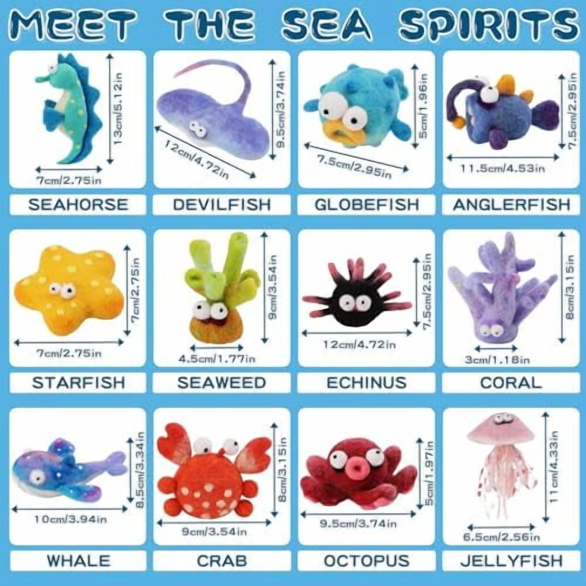 Needle Felting Kits for Beginners Adult 12 Sea Animal Supplies with Wool Roving, Felt Art Kit, Wool Felting Kit for DIY Craft Home Decoration Party Supplies for Starters$$Art & Craft