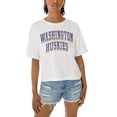 thumbnail image 3 of Women's Gameday Couture White Washington Huskies Claim To Fame Boxy Cropped T-Shirt, 3 of 5