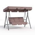 thumbnail image 4 of Chaise Balançoire de Porche Extérieure à 3 Places – Auvent Imperméable Réglable, Cadre en Acier Robuste, Coussins Résistants aux UV, Berceuse Capacité de 500 Lb – Patio, Jardin, Cour Arrière, Balcon – Brun Foncé, 4 of 7