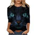 thumbnail image 2 of Hauts Mignons pour Femmes Mode T-shirt Imprimé de Pâques Ample Mi-Longueur Manches 3/4 Blouse Col Rond Hauts Décontractés Hauts Manches 3/4 pour Femmes en Liquidation, 2 of 5