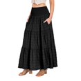 thumbnail image 5 of Women's Tiered Layered Smock High Stretch A-Line Flowy Long Maxi Skirt with Pockets, 5 of 8