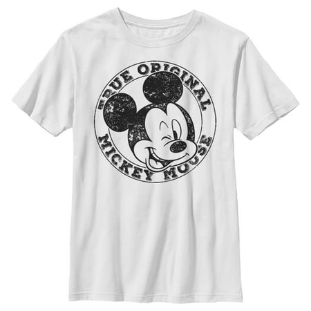 Boy s Mickey & Friends Mickey Mouse True Original Distressed Graphic Tee White Small