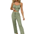 thumbnail image 2 of Gkeoshab Robes for Women Women Camisole Long Trousers Jacquard Pajama Set Lightweight Blended Fabric Summer Casual Sleepwear Loungewear Green 3XL, 2 of 7