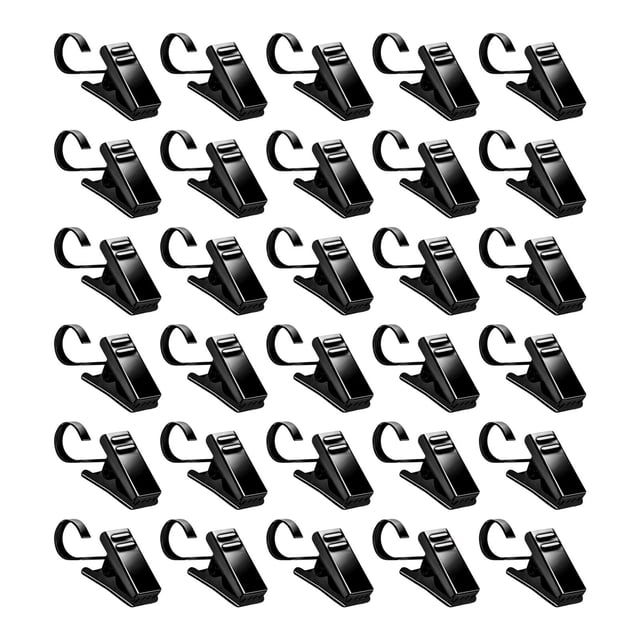 30 ganchos de de acero inoxidable con clips. Ganchos metálicos para colgar cortinas, ideales para baño, hogar, exteriores y decoración.