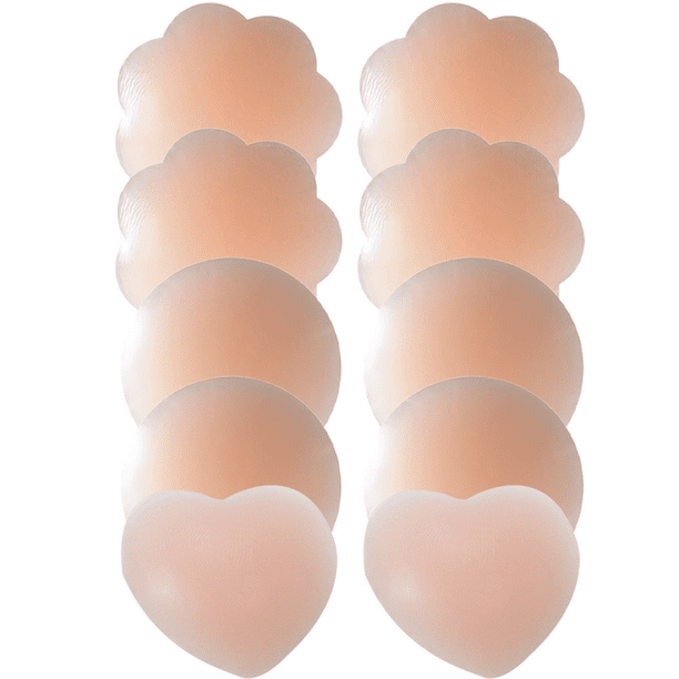 Nipple Covers Silicone Pasties for Women - 5 Pairs, Reusable Nippleless  Covers Invisible Adhesive Sticky Breast Petals