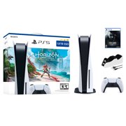 Playstation 5 1.8TB Upgraded Horizon Forbidden West Bundle with Resident Evil 8 and Mytrix Controller Charger