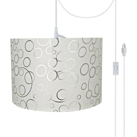

Aspen Creative 71163-21 Two-Light Plug-In Swag Pendant Light Conversion Kit with Transitional Drum Fabric Lamp Shade White 16 width