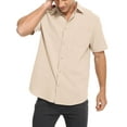 thumbnail image 3 of ONLYSHE Men's Short Sleeve Woven Dress Shirt Linen Cotton Cuban Shirt Button Down Beach Shirt Sizes L-3XL, 3 of 8