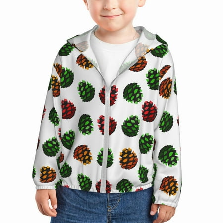 

Lukts Colorful Autumn Pinecones Print Children s Long-Sleeved Sun Protection Clothing Hooded Sweatshirts for Boys and Girls Outdoor Sports-3 Years