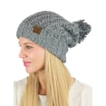 thumbnail image 4 of C.C Women's Chenille Soft Stretchy Pom Cuffed Knit Beanie Cap Hat-Natural Grey, 4 of 4